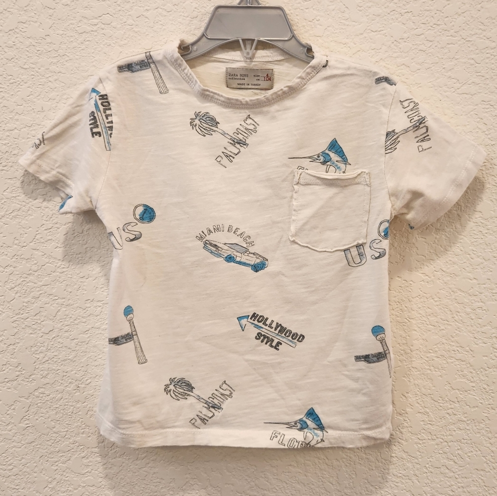 Zara Classic Florida Theme Boys T-shirt With Pocket Size 4